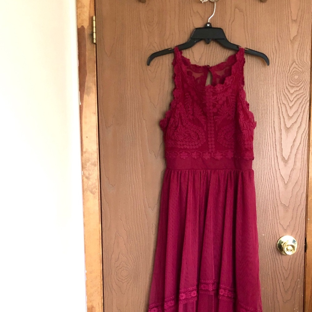 Francescas Burgundy High-Low Dress